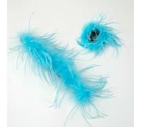Bracciale sexy con bottone automatico e polsini in piume di struzzo naturali da donna, con piume, maniche da polso rimovibili per camicie - Azzurro cielo - Un paio (2 pezzi)