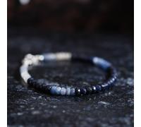 Bracciale Sfaccettato Rondelle Gemma Naturale "Zaffiro Blu Ombreggiato" 3-5 M...