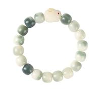Bracciale, Simpatico Coniglio Di Giada Verde Graduale Piatto Bodhi Fili Per Mani Anulare Femminile Coniglietto Morbido, Polsino Elastico Regolabile Con Perline Gioielli nisex Regalo Per Festiv