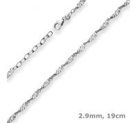 Bracciale Singapur In Oro 585 Oro Bianco Gioiello 19Cm