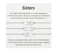 Bracciale Sorella 2/3/4 pezzi Bracciale d'argento di collegamento del cuore Regalo di amicizia per le ragazze BFF Bestie corrispondenti Regali a distanza per le donne Regalo Di Compleanno Natale