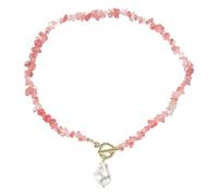 Bracciale sottile New2025 Unisex Colorato Pietra Naturale Fatti A Mano Perline Pendente Collana & Bracciale Per Le Donne Impilabile Gioielli multistrato Accessori Trendy (Watermelon Red, One Size)