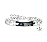Bracciale Spirituale Seme di Senape - Pesante Catena in Acciaio Inossidabile Stile Cubano - Versetto Ispiratore « Con Dio tutto è possibile » Matteo 19:26 - Gioiello di Fede Edificante Y4354