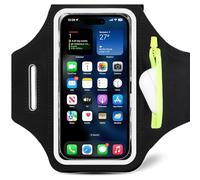 Bracciale Sportivo con Tasca per Auricolari, PortaCellulare per iPhone 15 Pro Max/14/13/12/11, Galaxy S24 Ultra/S23/S22, Xiaomi, Huawei, Google Pixel (fino a 6,8") - Nero