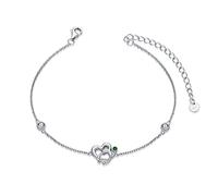 Bracciale stetoscopio in argento sterling 925 con ciondolo a forma di cuore, regalo per cerimonia del camice bianco per donne, infermiere, dottoresse e studenti di medicina - Verde smeraldo