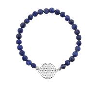 Bracciale Stretch in Lapislazzuli con Piastrina in Argento 925 Fiore della Vita Ø 15 mm