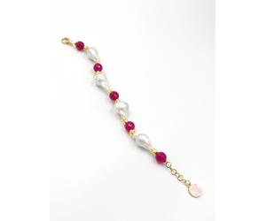 Bracciale Sveva linea eclissi perle scaramazza bianca e agata rubino