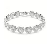 Swarovski Bracciale Tennis Ariana Grande x, Taglio misto, Cuore, Bianco, Placcato rodio