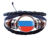 Bracciale tema della Coppa del Mondo degli Uomini bandiera multistrato braccialetto intrecciato cinturino in pelle bracciale gioielli russi, gioielli di fantasia elegante e popolareTrattamento molto