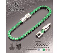 Bracciale TENNIS Acciaio zirconi A+ Verde Smeraldo Blu Zaffiro Bianco Rosso Nero