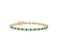 Bracciale Tennis ANGARA 2,32 Ct Tondo Smeraldo e Diamanti in Oro Massiccio 14K