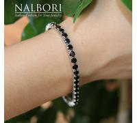 bracciale tennis argento 925 cavigliera uomo donna zircone brillante nero 4mm