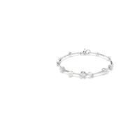 Bracciale Tennis Constella Crystal Pearl, tagli Round, Bianco, Placcato rodio