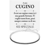 Bracciale Tennis Cugino Argento Sterling 925 Compleanno Idee Regali per lui, Bracciale Uomo oro Idea Regalo Natale - Cofanetto con DEDICA incluso. (A Mio Cugino 2)