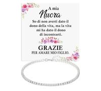 Bracciale Tennis Donna Argento Sterling 925 A mia Nuora Compleanno Idee Regali per lei, Bracciali Idea Regalo Natale - Cofanetto con DEDICA incluso. (A mia Nuora - Argento 2)
