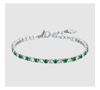 BRACCIALE TENNIS DONNA CRISTALLI VERDI E BIANCHI