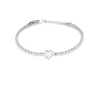 Bracciale Tennis Donna Liujo LJ2442 in Acciaio Silver Zirconi e Cuore Centrale