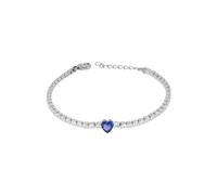 Bracciale Tennis Donna Liujo LJ2446 in Acciaio Silver Zirconi e Cuore Centrale Blu
