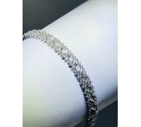 Bracciale Tennis Halo In Platino Argento Sterlina Con Zaffiro Bianco 7" L Regalo