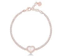 Bracciale tennis in argento rose con cuore lettera L