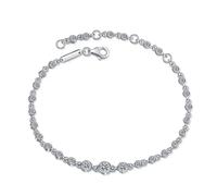 Bracciale tennis in moissanite D VVS1, compatibile con le donne, con diamanti da laboratorio rotondi, in argento sterling 925 18k, delicato braccialetto regalo.(White gold color_16-19cm)