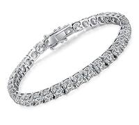 Bracciale Tennis Miaofu Bracciale Tennis per Donna,Bracciale Tennis Deluxe da Donna,Bracciale Tennis Cubic Zirconia Oro Bianco Argento Sterling 925 per Donna Uomo,Bracciale Tennis Zirconi Argento 4mm