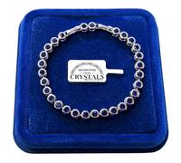 Bracciale Tennis Palline 5mm Blu pl oro Bianco 18k con cristalli Swarovski B17