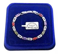 Bracciale Tennis Rombo 5mm pl. oro Bianco 18k con cristalli Swarovski B26