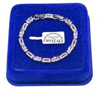 Bracciale Tennis Rombo 5mm pl. oro Bianco 18k con cristalli Zirconi B26