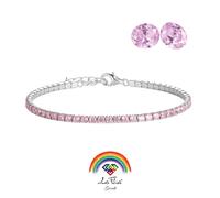 Bracciale Tennis Rosa in Argento 925 rodiato - Rainbow Collection Les Folies