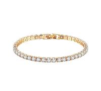 Bracciale tennis rotondo zircone singola fila piena catena tennis diamante usura quotidiana e occasione formale per unisex donne uomini unisex, Misura unica, Lega di acciaio, Nessuna pietra preziosa