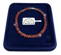 Bracciale Tennis Striscia pl oro bianco 18k donna braccialetto cristalli SWRosso