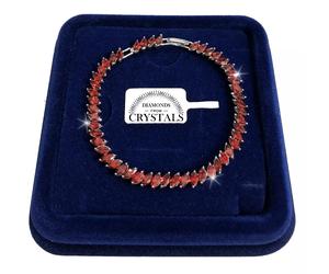 Bracciale Tennis Striscia pl oro bianco 18k donna braccialetto cristalli SWRosso