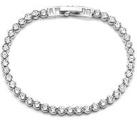 Bracciale Tennis, Taglio Rotondo, zirconi, Bracciale Tono Argento per Ragazze, Uomo, Donna, Gioielli, Regali,12 Handy And Professional