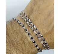 BRACCIALE TENNIS UNISEX ARGENTO RODIATO ZIRCONI NERI CIPOLLINA MM 4 MM 3,5 MM 3
