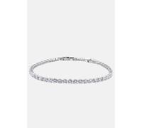 Bracciale Tennis Uomo Donna Bianco Sottile Braccialetto Acciaio Diamanti Strass