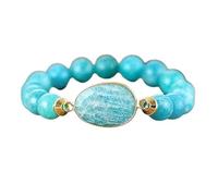 Bracciale Tessuto,Braccialetti Con Perline Di Turchese Blu Naturale Da 10 Mm, Braccialetti Di Perline Elastiche Per Donna, Braccialetto Con Pendente Irregolare Turchese Blu Gioielli Reiki Per Uomo D