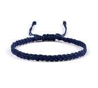 Bracciale Tibetano, Bracciale Regolabile Semplice Stile Etnico Filo Di Cera Corda Avvolgente Blu Navy Braccialetti Dell'Amicizia Intrecciati Fatti A Mano Per Donne Uomini Anniversario, Fidanzamento