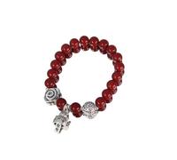 Bracciale Tibetano,Braccialetti Con Perline Cinabro Rosso Naturale, Braccialetti Con Ciondolo Gatto Fortunato In Argento, Braccialetto Elastico In Cristallo Reiki Gioielli In Cristallo Per Uomo Donn