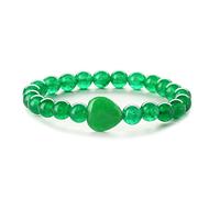 Bracciale Tibetano,Braccialetti Con Perline Pietra Di Cristallo Verde Naturale Perline Bracciale Con Ciondolo A Cuore Braccialetti Con Braccialetto Elastico In Cristallo Gioielli In Cristallo Reiki