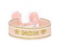 Bracciale Tibetano, Braccialetto Dell'Amicizia Con Nappa Regolabile Fatto A Mano Boho Bracciale Da Surf Con Ricamo Lettera Mom Bracciale Con Corda Rosa Bracciale Da Uomo Da Donna Amici Ringraziamen
