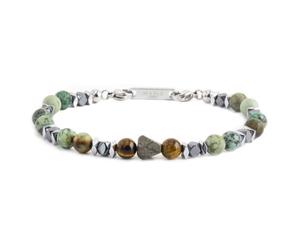 Bracciale turchese africano, occhio di tigre, pirite, ematite