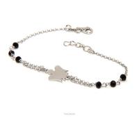 Bracciale tutto Argento 925 angelo custode cristallo rosso nero regolabile