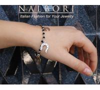 Bracciale tutto Argento 925 ciondoli ferro di cavallo oro giallo rosa cristallo