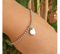 bracciale tutto vero argento 925 cuore sfere palline infilate 3mm ciondolo charm