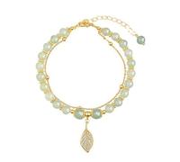 Bracciale unisex cinese esteso sensazione - Foglia di giada cinese filo di vento femminile perle e filo di giada per inviare un braccialetto di pace braccialetti di cristallo per la guarigione, Taglia