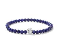 Bracciale Unisex con Perline Elastiche in Pietra Naturale, Bracciale Regolabile per Coppie in Lapislazzuli Blu Scuro da 4mm con Ciondolo a Forma di Stella e Luna in Argento, Elegante e Affascinante,