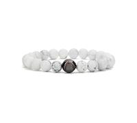 Bracciale Unisex con Perline in Pietra Naturale Fatto a Mano, Bracciale Elastico in Pietra Howlite Bianca da 8mm con Ciondolo da Baseball, Braccialetto Sportivo Regolabile per Il Tempo Libero, Nero D