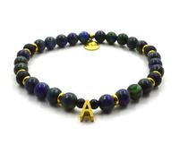 Bracciale unisex elastico pietra Onice Nero e Lapislazzuli distanziatori acciaio