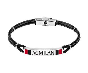 Bracciale Uomo AC MILAN B-MB001UCR Pelle Nero OFFICIAL